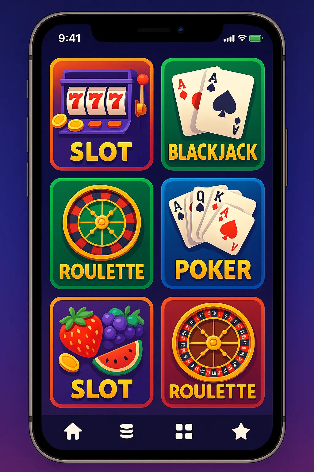 Jeux casino variés